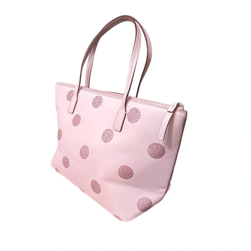 Kate Spade Pink Polka Dot Tote Bag Measurement 14.5 x 5 x 9